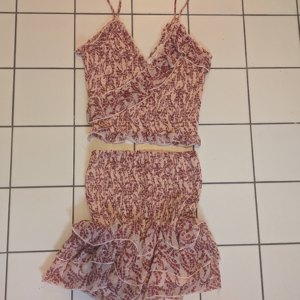 Pookie & Sebastian Floral Ruffle Skirt Set